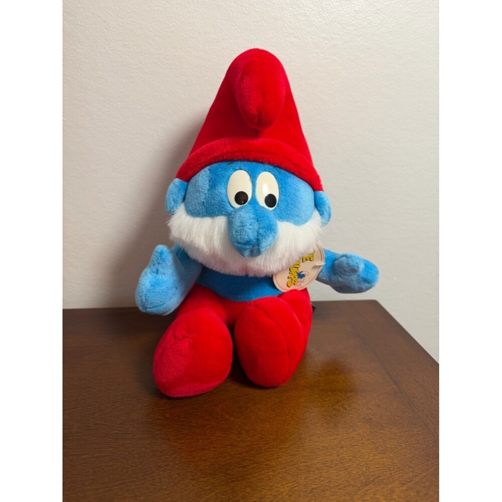 Vintage 1999 Papa Smurf Plush 13.5” NWT The Smurfs Stuffed Animal Peyo